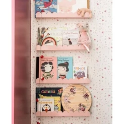 Kit com 4 Prateleiras Ondinha Para Livros