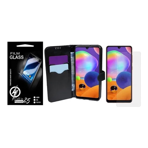 Capinha Capa Carteira Sansung Galaxy A31 + Película De Vidro
