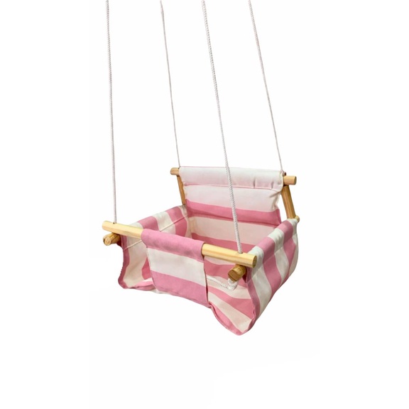 Balanço Infantil Resistente Confortável Cadeirinha Rosa Listrado em Oferta na Shopee