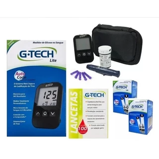 Kit Monitor Glicose Medir Glicemia G-tech Lite com kit 100 Medições