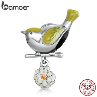 Bamoer Contas De Prata 925 Com Flores & Pássaros/Acessório Para Diy SCC2191