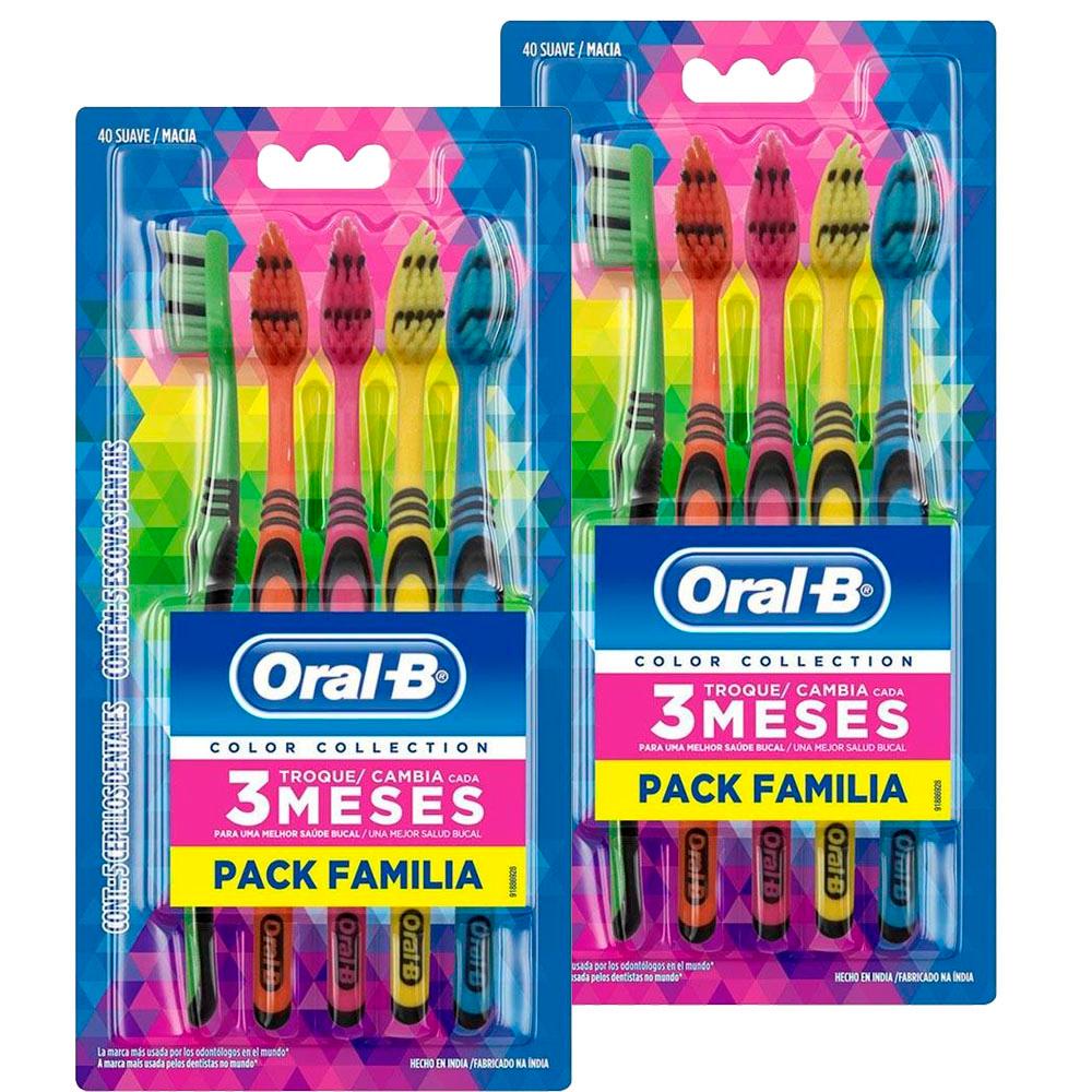 Kit 2 Escova Dental Oral-B Color Collection Pack Familiar - Health