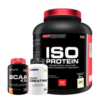 Kit Suplemento de Proteína Isolada Iso Protein 2kg + BCAA 4.5 100g + Power Creatina 100g - Aumento de Massa Muscular - Bodybuilders
