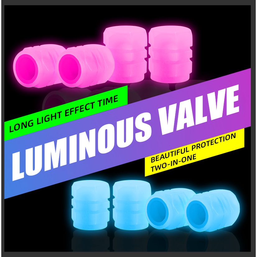 1/4/10 peças válvula de tampa de válvula de pneu luminoso para carro motocicleta bicicleta tampa de válvula de carro acessórios de motocicleta