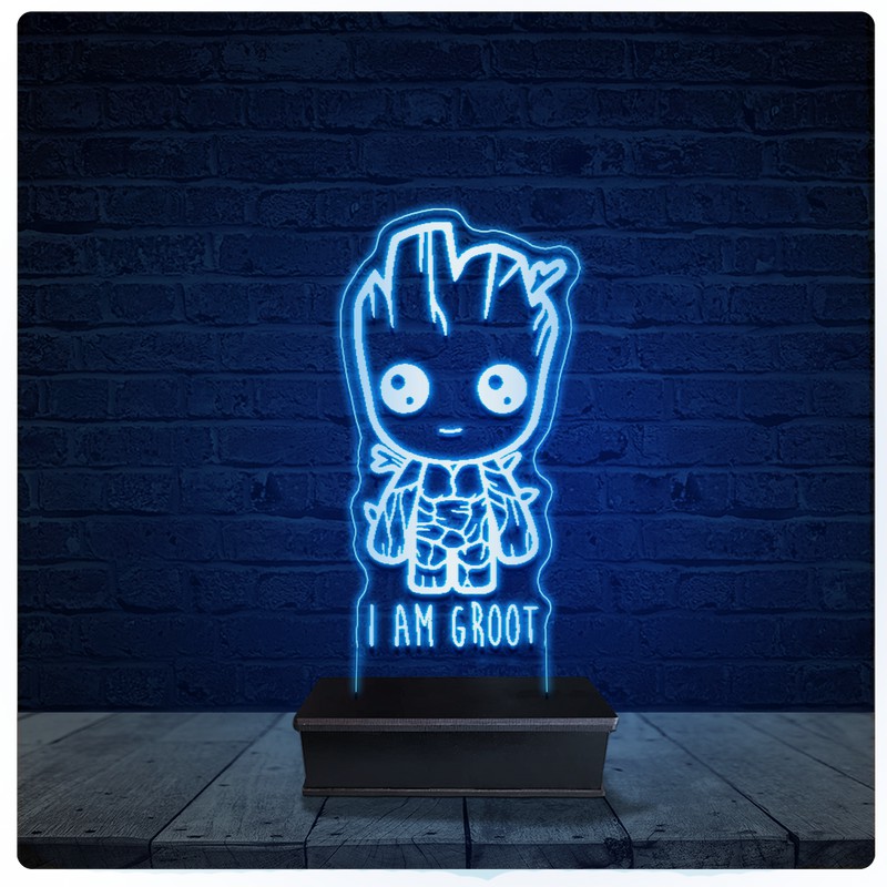 Luminária Led Acrilico Abajur - I am Groot Marvel