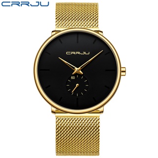 CRRJU Relógio Masculino Ultra Fino De Aço Inoxidável Marca Original Casual à Prova D