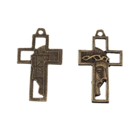 CRUZ FACE DE CRISTO P (10 unidades) 3,1 x 1,6 cm Nº7 - CRUCIFIXO PARA MONTAGEM DE TERÇO