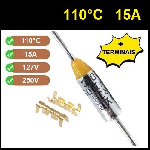 1 Fusível Térmico 15A 110C 110°C 110 Graus TF110 250V
