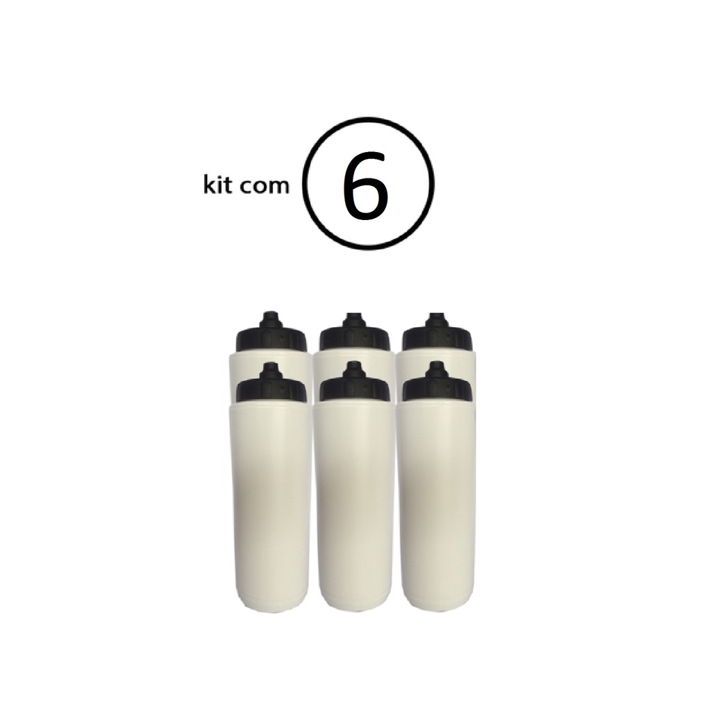 Kit 6 Squeezes Automatico Tipo Gatorade 1lt Rythmoon Branco com tampa Preta — imagem 2 de 2