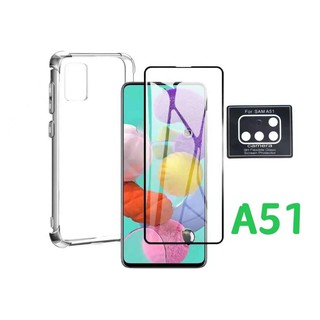 Kit Pelicula Vidro 3D/9D Para Samsung Galaxy A51 + Capa Case Capinha Anti Shock + Pelicula Camera 3D