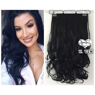 Aplique tic tac cabelo preto ondulado