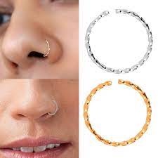 Piercing Argola Trançada torção 8mm aço cirúrgico / folheado P/Nostril, Nariz, Orelha, Hélix, Daith e Cartilagem