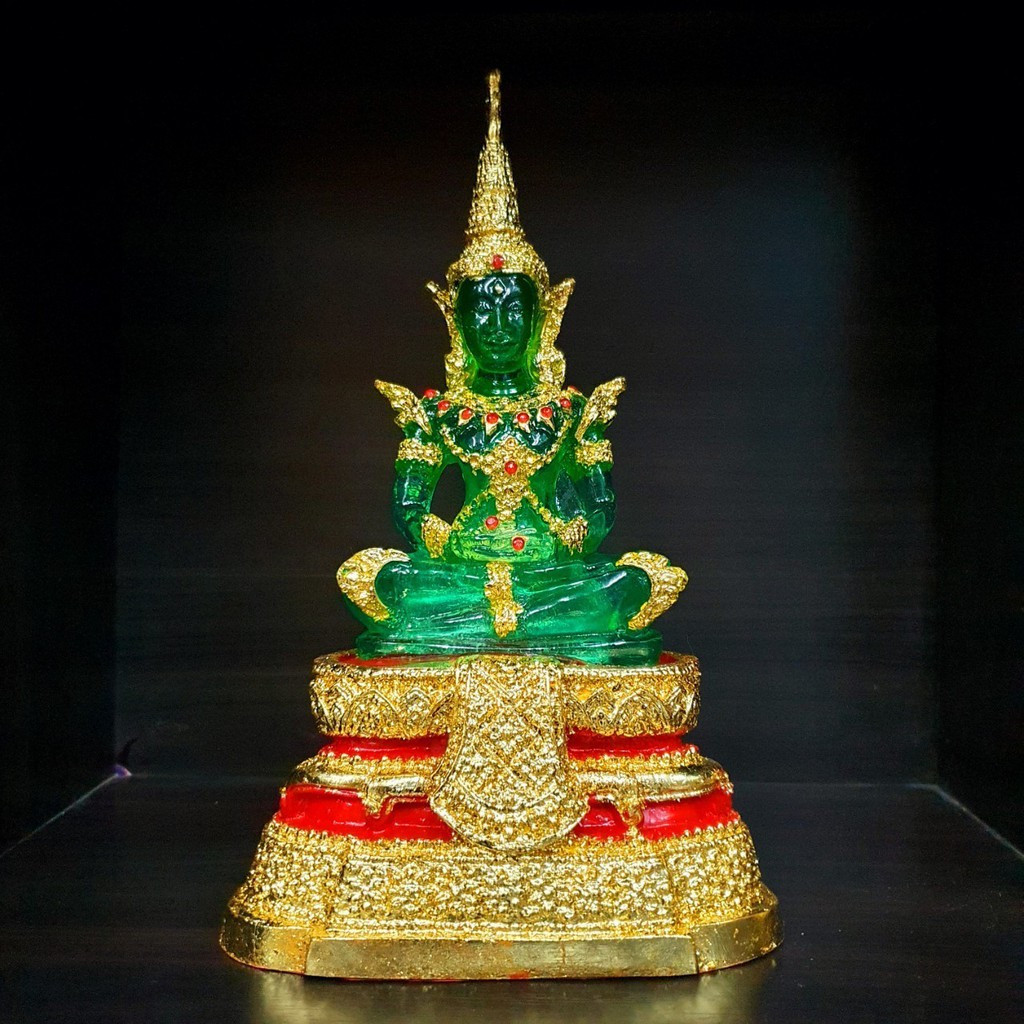รูปสินค้า พระแก้วมรกต ฐานกลม ปิดทองประดับเพชร