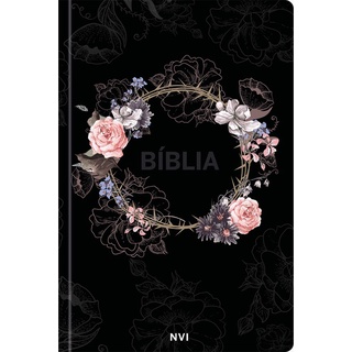 Bíblia Sagrada Flores Preta NVI Jovem Nova