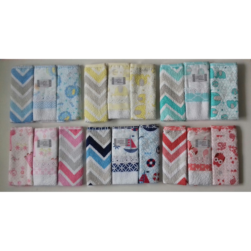 Pano de Boca para Bebê (Babete) Toalhinha Bebe Kit com 3 Unidades Tecido Atoalhado - Minasrey