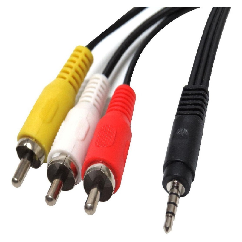 Cabo 3 Rca X P2 P3 3.5mm Áudio e Vídeo Dvd Portatil Tv Box Ps3 com 1 metro de comprimento