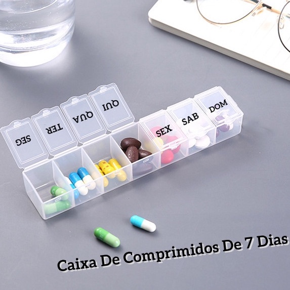 Porta Comprimido Organizador De Remédio Semanal Caixa De 7 Dias ...