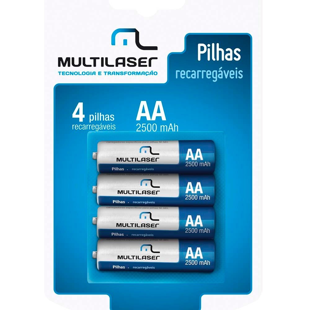 Pilhas Recarregáveis Multilaser Aa 2500Mah 4 Unidades Cb052 1,2 V