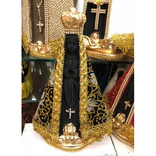 Imagem De Nossa Senhora Aparecida Com Manto Brilho  24cm.