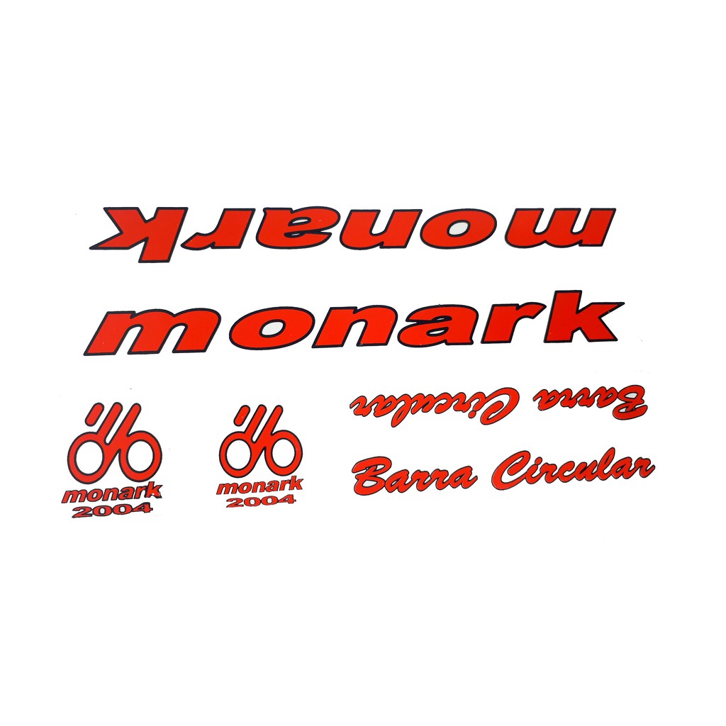 Adesivo Quadro Bicicleta Monark Barra Circular Vermelho Cartela Completa