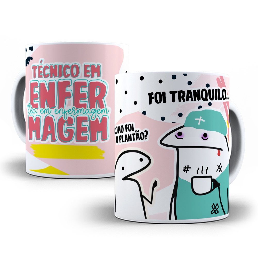 Caneca flork profissão técnico em Enfermagem curso meme flork engraçada personalizada com nome
