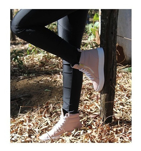 Tenis Cano Alto Academia Fitness C/ziper Rose  Sl