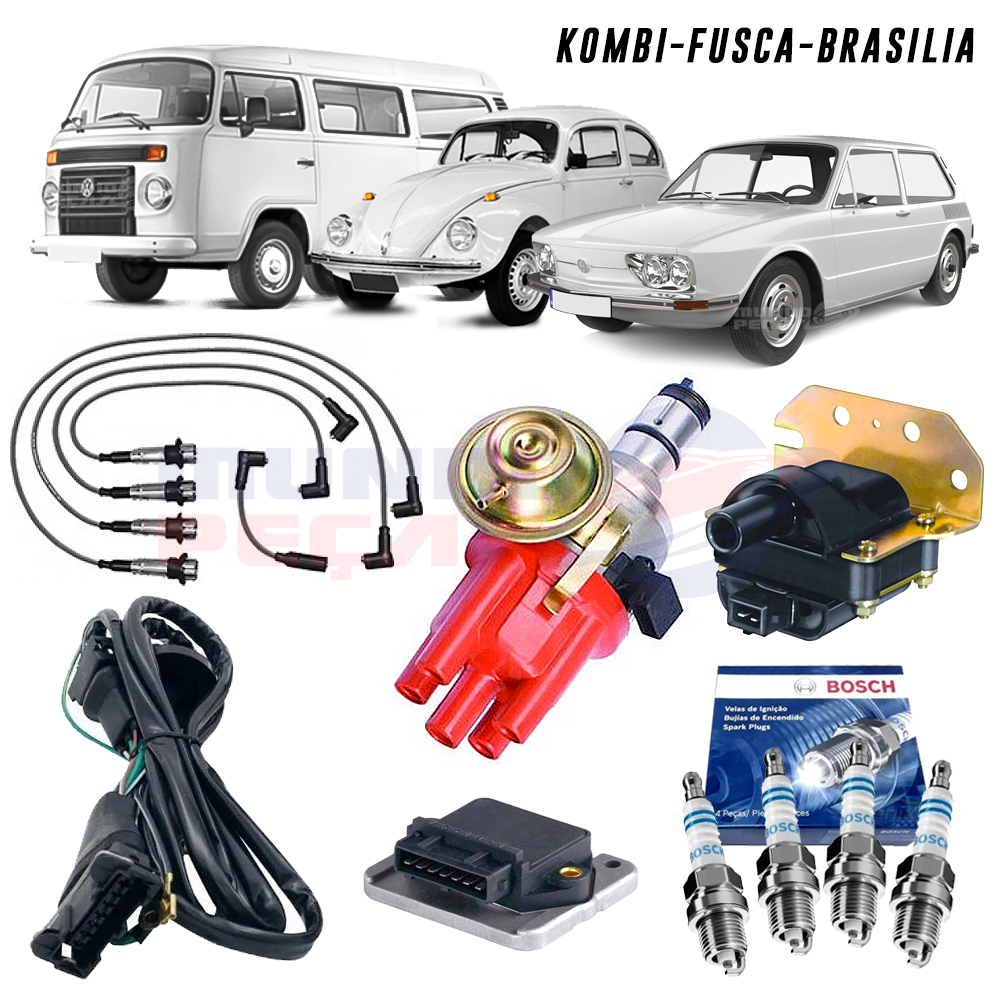 Kit Ignicao Eletronica Fusca Kombi C/ Cabo Preto E Velas