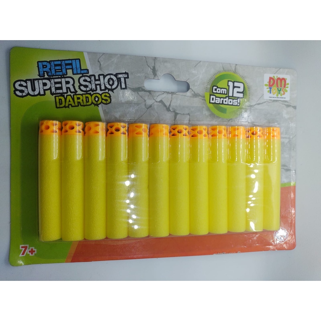 Refil Lançador Super Shot Sigma 12 Dardos  Narf na cor amarela no Blister