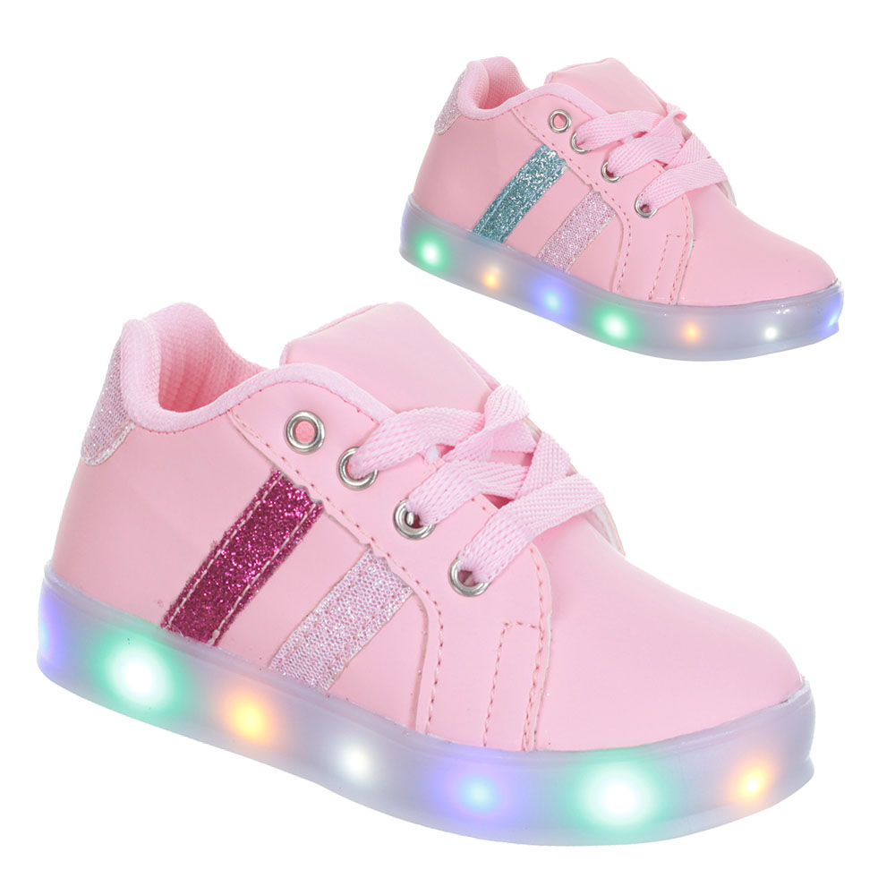 Tenis Sapato de Led Luz pisca Feminino Meninas Crianca infantil Bebe Juvenil Rosa Colors Glitter PC032