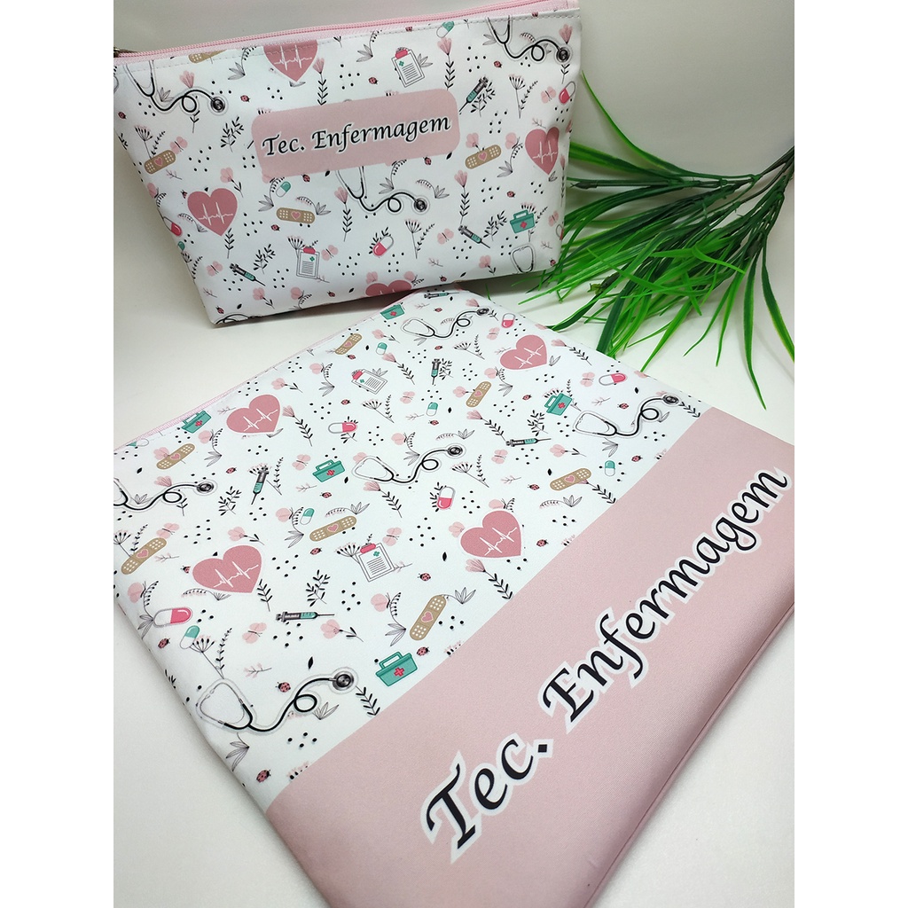 kit Necessaire e Porta Jaleco Técnico Em Enfermagem