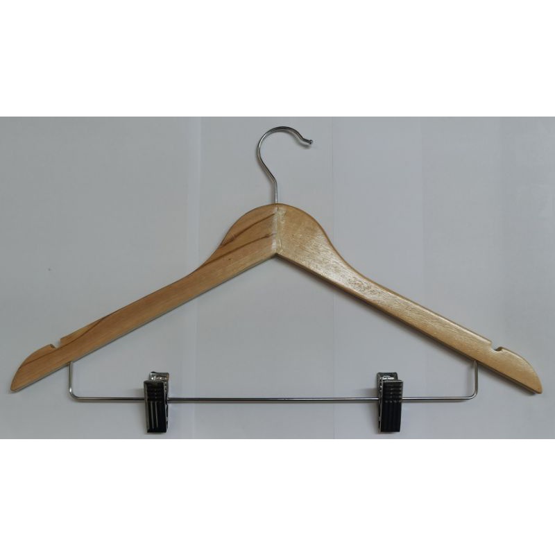 Unidade de Cabides De Madeira Com Presilha Roupas Vestido Terno Palitô Atacado (Rfe:P43-B)