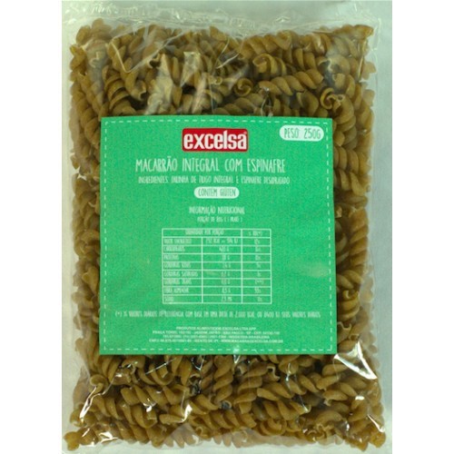 2 unidades Macarrão Integral Excelsa com Espinafre Embalagem 200G