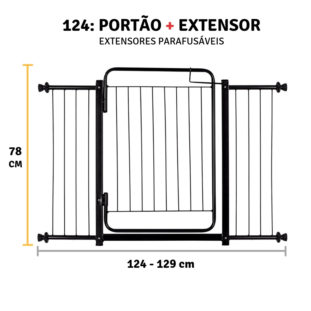Grade Portão Proteção Pet Cachorro 124 A 129 Cm Criança Cães
