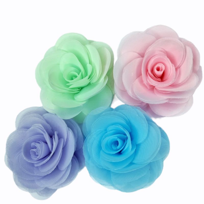 Flor delicada organza cristal aplique 6cm, 7cm, 8cm, 10cm, 15cm em Oferta na Shopee