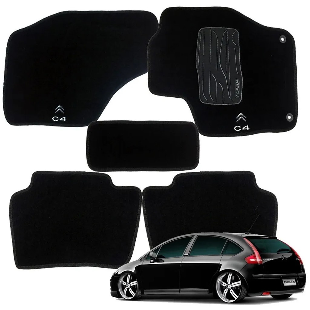 Tapete Carpete C4 Hatch 2009 A 2012 Carpete Preto 5peças Promoção em Oferta na Shopee
