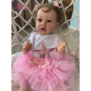NPK 56CM 100% hand-made doll detailed painting full body soft silicone reborn baby toddler doll lifelike collectible art