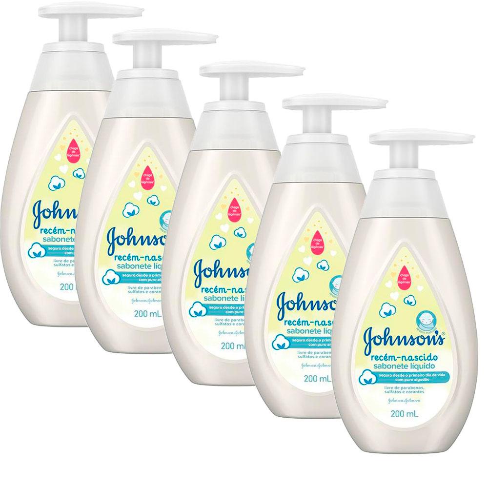 Kit com 5 Sabonete Líquido Johnson's Recém Nascido 200ml em Oferta na Shopee