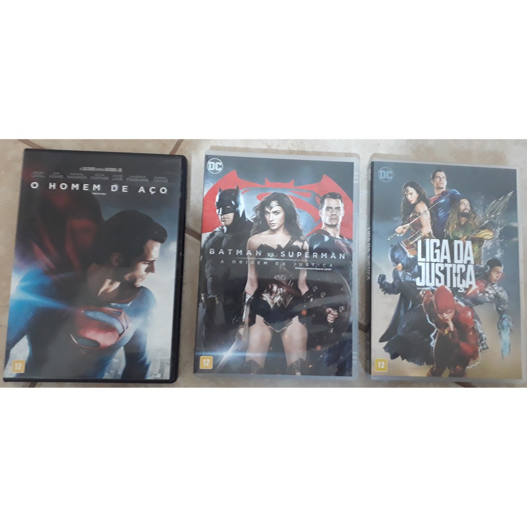 Dvd Trilogia Zack Snyder Homem De Aço Batman super man mulher maravilha Liga Da Justiça