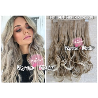 Cabelo aplique tic tac 8at88 ondulado loiro acinzentado e platinado fosco sem brilho promocao