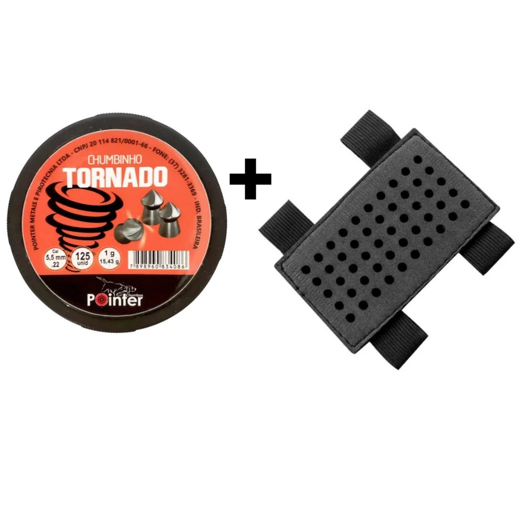 Chumbinho Tornado Pontiagudo Pontudo 5.5mm 125un + Porta Chumbinho 5.5 Coronha Pulso Espingarda Carabina