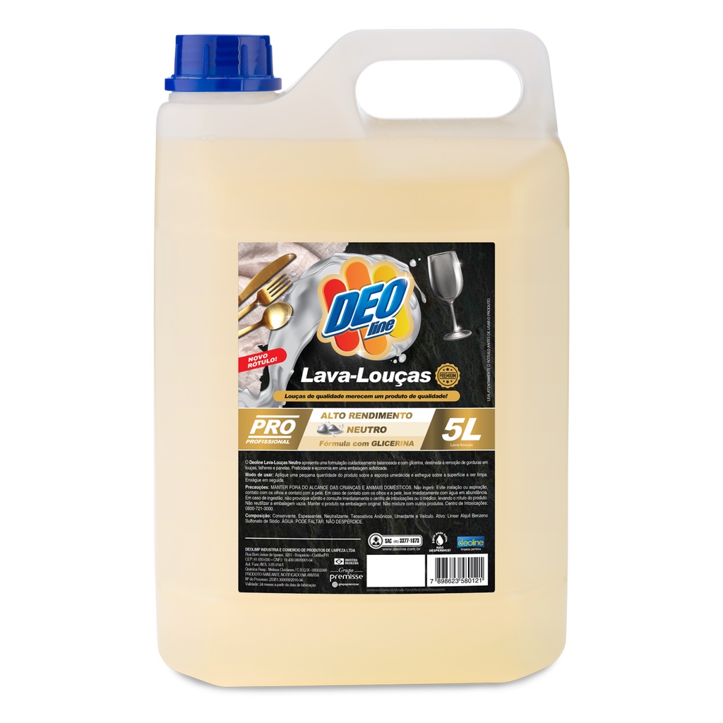 Detergente Neutro Lava Louça Com Glicerina 5 Litros Deoline Premisse Rende Muito em Oferta na Shopee