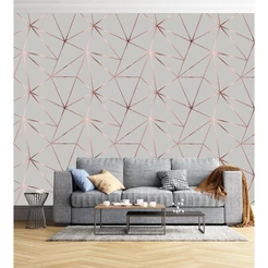 Papel de parede geométrico Rose Silver