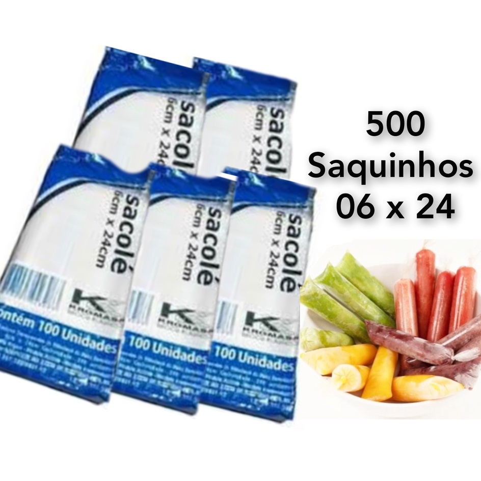 Kit 120 Saquinhos Para Sorvete Geladão Sacolé Juju Geladinho Gourmet  5,5x22cm - (3 Pacotes)