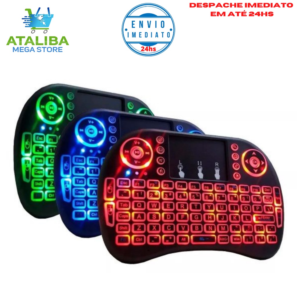 Mini Teclado Keyboard Controle Wireless Iluminado Luz Led Para Smart Tv