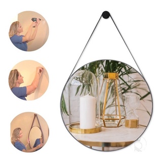 Espelho Barato Banheiro Organico Redondo 60cm C/ Suporte em Oferta na Shopee