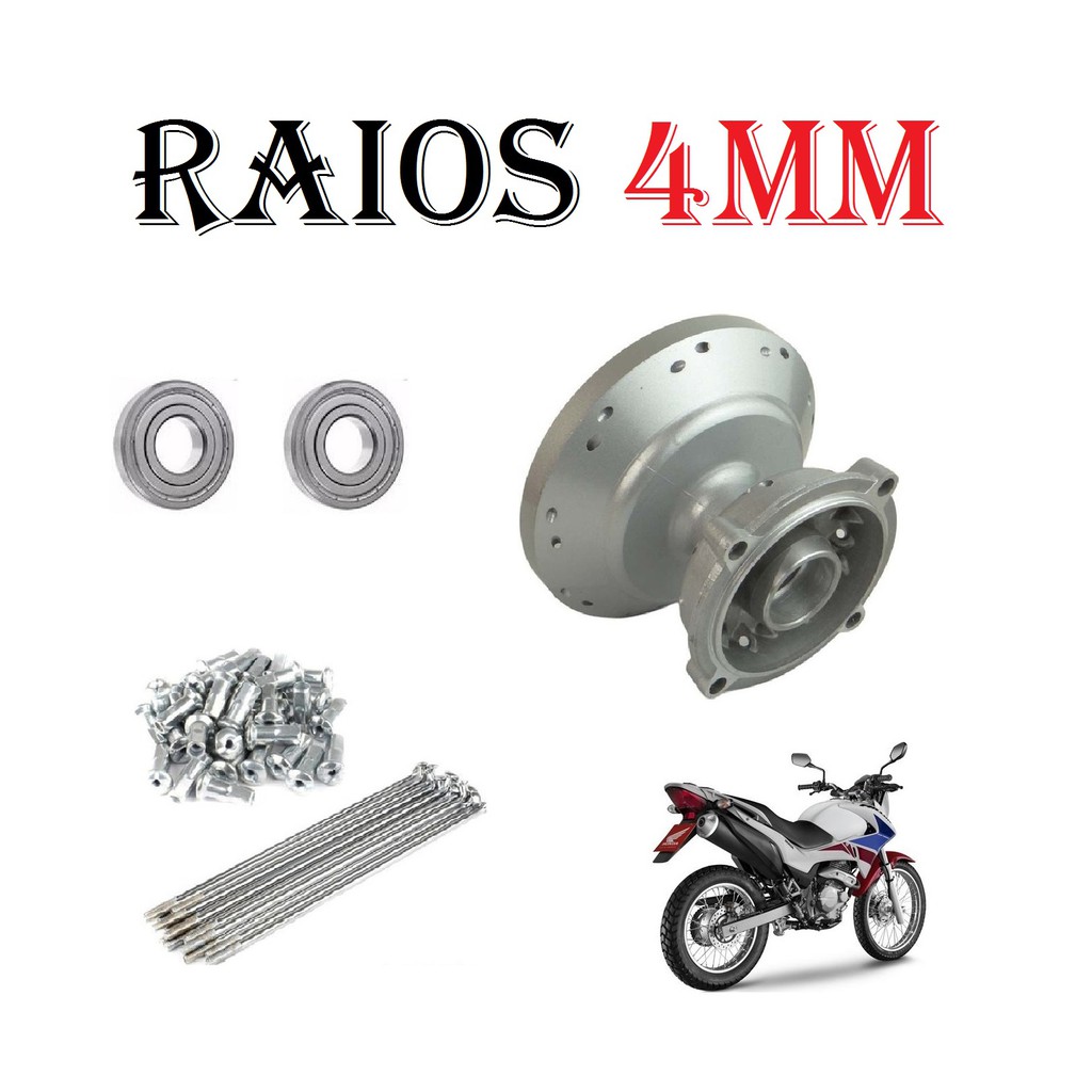 Cubo Da Roda Traseiro + Rolamento + Raio Nx 400 Falcon Nx4 - Raio 4mm e Raio 3,5mm