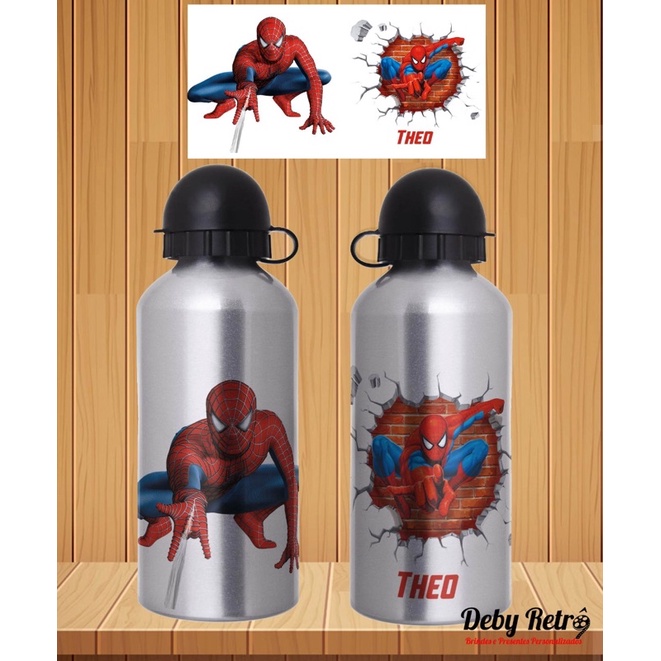 Garrafa Homem aranha com nome, Garrafa personalizada com nome homem aranha, garrafinha homem aranha