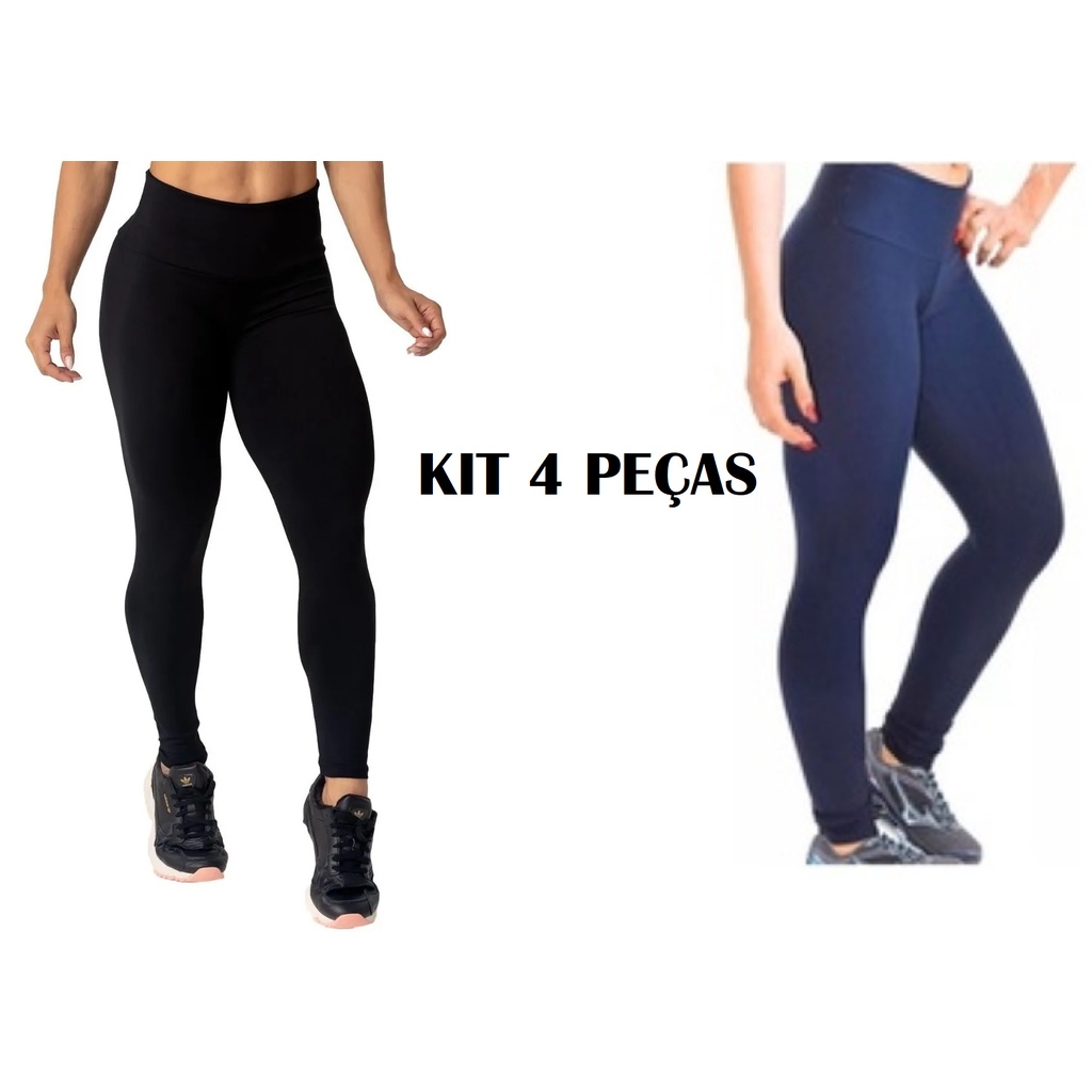 Kit 4 Calças Legging Legue Suplex Feminina Academia Fitness Ginastica