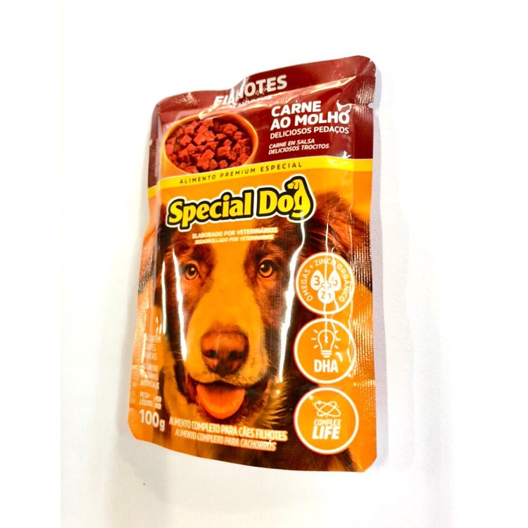 Ração Úmida Special Dog Sachê para Cães 100g Filhotes Carne ao Molho