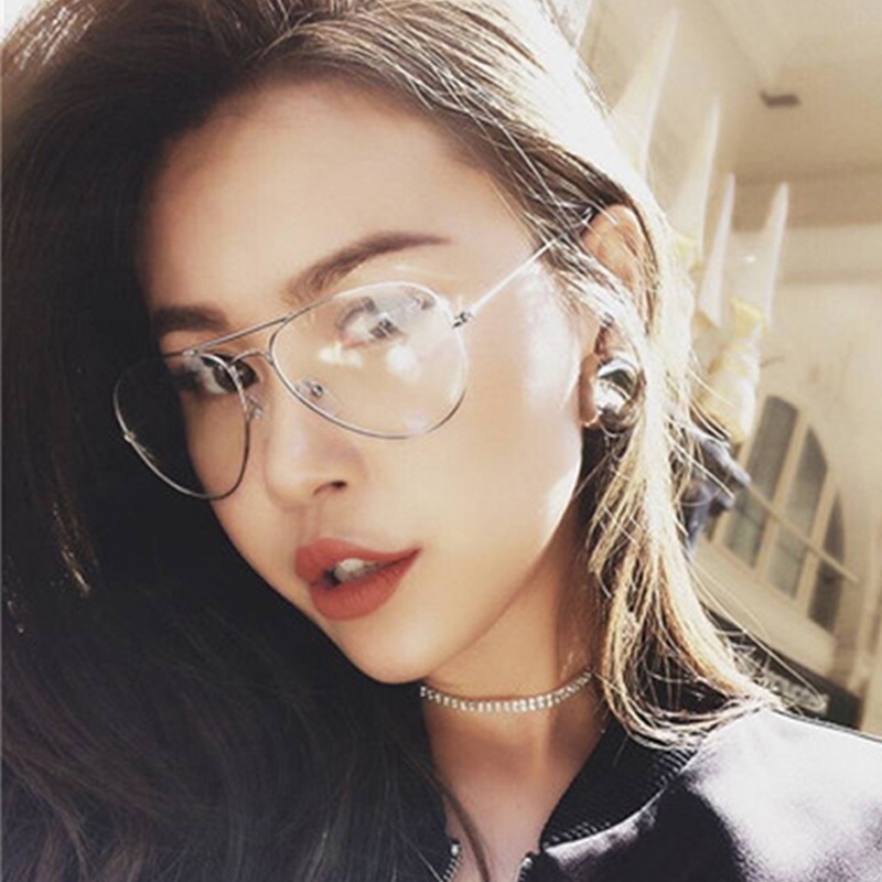 Armação De Óculos Estilo Aviador Clássico Vintage Com Lente Transparente Geek Unissex